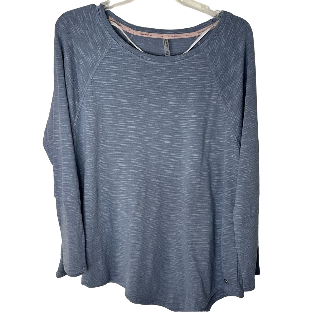 Calvin Klein Performance Relaxed Blue Long Sleeve Shirt Workout Women's Medium
